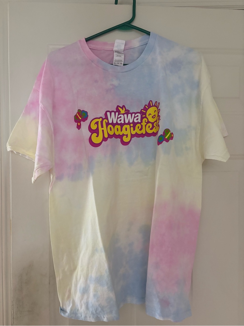 Pastel Tie-Dye Wawa Hoagiefest Logo Tee - Pink, Blue, Yellow
